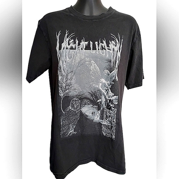 twik Tops - TWIK | Black Graphic 'NIGHT LIGHTS' Fairycore Goth T-Shirt | Size XS